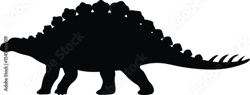 Spiked Ankylosaurus Silhouette: A Low-Slung Outline of the Armored Dinosaur with its Tail Club, Perfect for Demonstrating Ancient Defense Tactics on a Pure White Background.