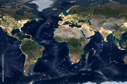 Overpopulated Satellite Globe with Natural Zones for World Environment Day and World Population Day Design