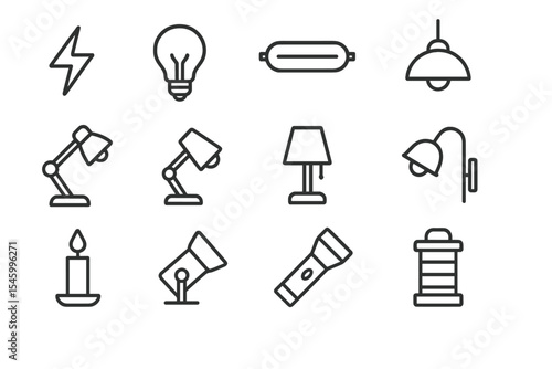 Unique collection of lighting elements showcasing diverse designs and functions for various indoor settings and activities