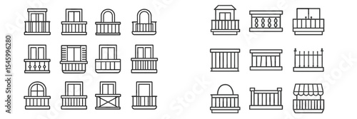 Architectural balcony designs showcasing a variety of styles and shapes in a collection