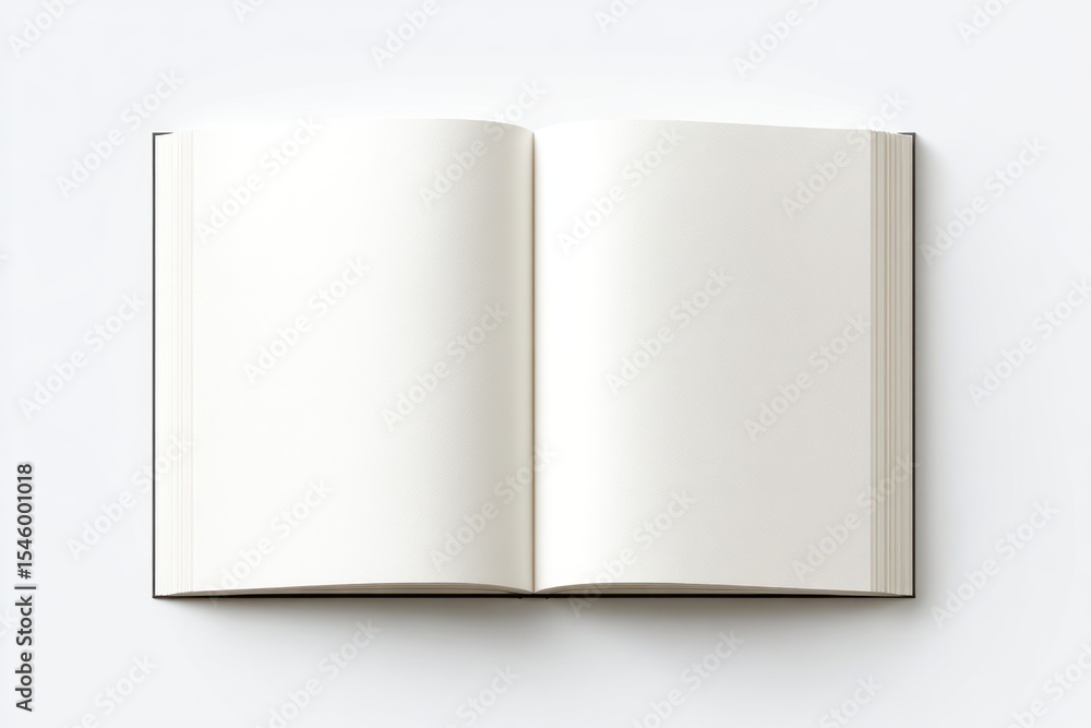 Open Blank Notebook on White Background with Clean Pages Perfect for Creative Writing, Sketching, or Journaling Ideas and Thoughts Open Blank Notebook on White Background with Clean Pages Perfect for Creative Writing, Sketching, or Journaling Ideas and Thoughts