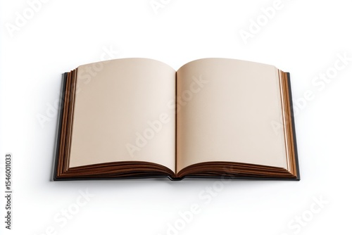 Open blank book on a clean white surface inviting creativity, note-taking, journaling, or planning with ample space for personal thoughts and ideas