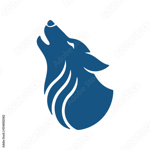 Minimalist logo of a howling wolf 