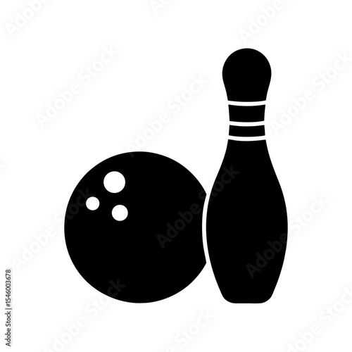 Vector Illustration of a Bowling Ball Next to a Pin for Sporting Events