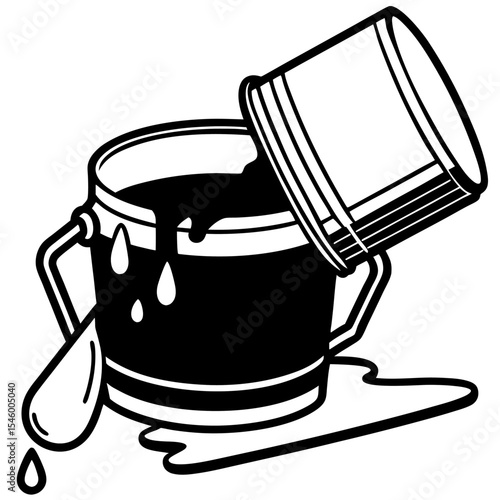 Spilled paint bucket a vector illustration of a tipped paint bucket with dripping paint