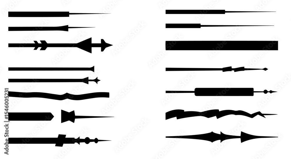 Collection of sixteen stylish black dividers. Set includes various shapes and sizes of decorative elements. Perfect design elements for page decoration, Collection of sixteen stylish black dividers. Set includes various shapes and sizes of decorative elements. Perfect design elements for page decoration,