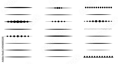 Collection of various delimiter lines, dividers and separators.  Set of different horizontal lines for design projects. This collection of simple lines is ideal for creating stylish page layouts,
