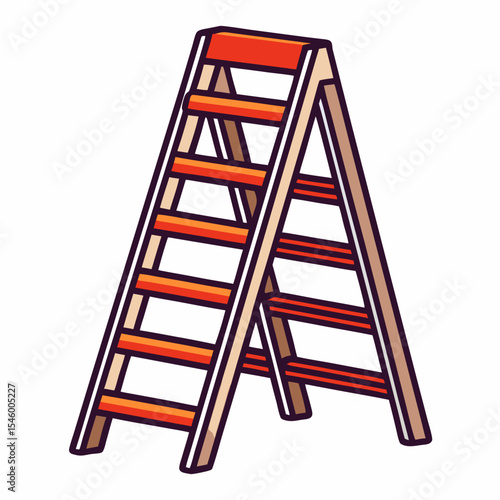 Folded step ladder with four rungs clean vector illustration for construction home repair diy projects and more