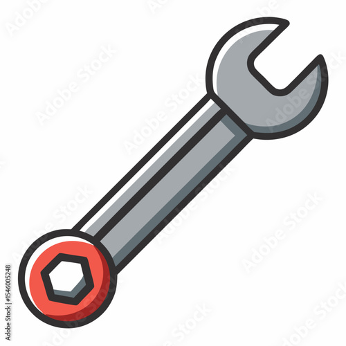 High resolution combination wrench icon open and closed positions detailed design for mechanics and tool websites