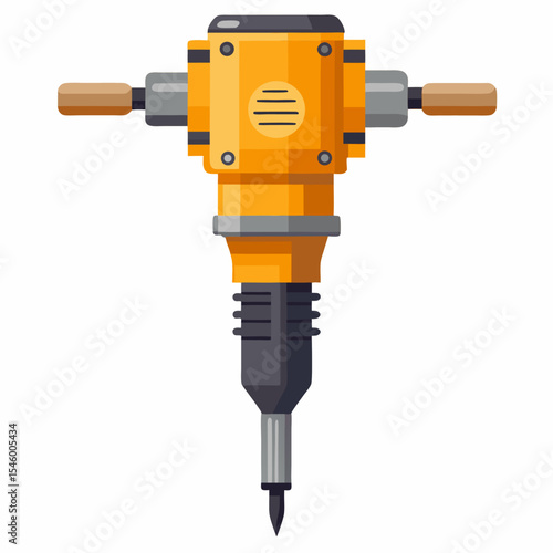 Detailed illustration of a standing jackhammer a side view vector graphic of a pneumatic demolition tool