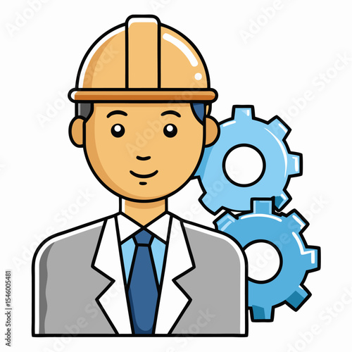 Professional engineer icon construction worker with helmet safety gear and tools