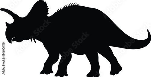 Robust Pachyrhinosaurus Silhouette: A Powerful Outline of the Hornless Ceratopsian with Nasal Boss, Perfect for Depicting Ancient Herds and Unique Cranial Features on White Background.