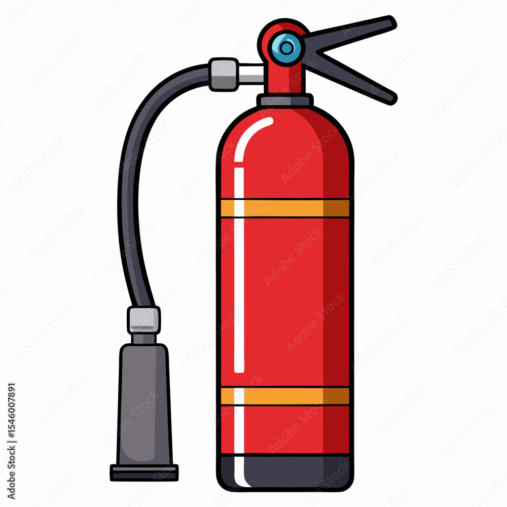 Obraz premium Red fire extinguisher with nozzle detailed vector illustration