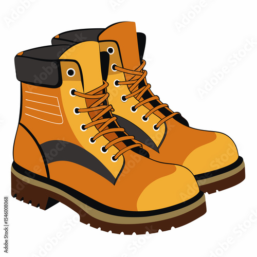 Durable work boots detailed vector illustration of construction boots