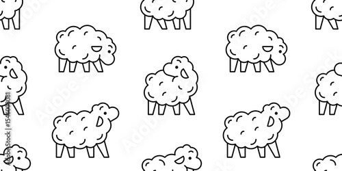 Seamless pattern with Sheep logo. isolated on white background
