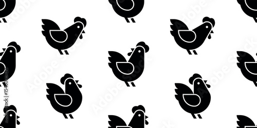 Seamless pattern with Chicken logo. isolated on white background
