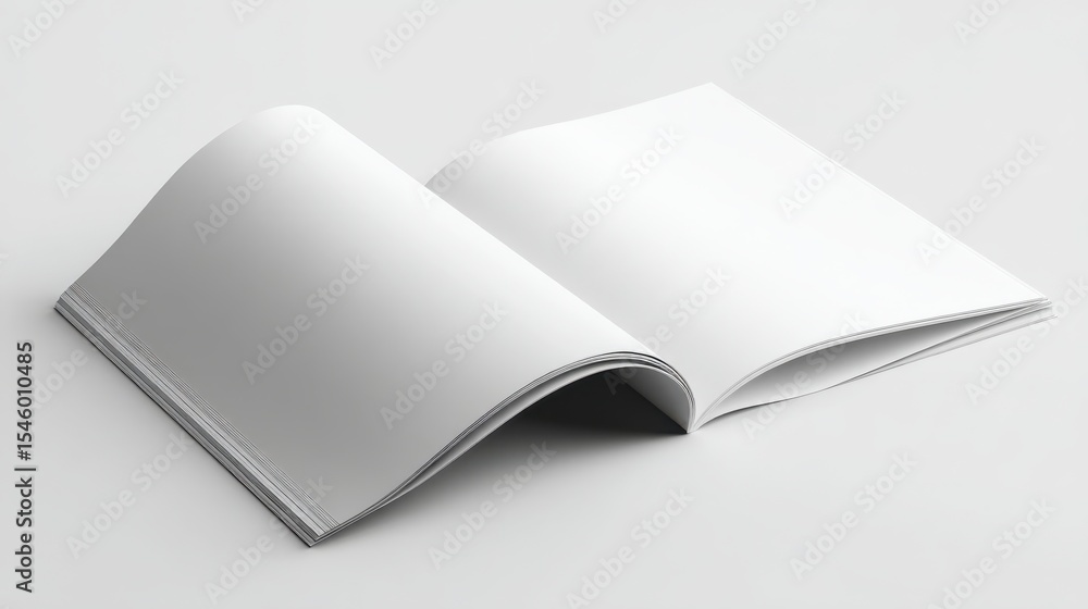 Magazine cover and open magazine mockup on white background. Empty brochure template on blank. 3D rendering. Magazine cover and open magazine mockup on white background. Empty brochure template on blank. 3D rendering.
