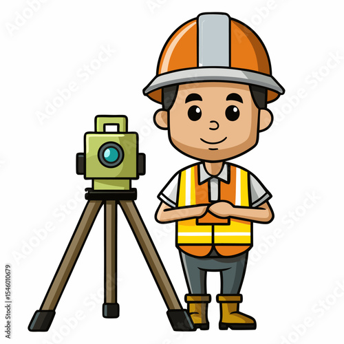 Surveyor icon a detailed illustration of a surveyor holding a surveying instrument