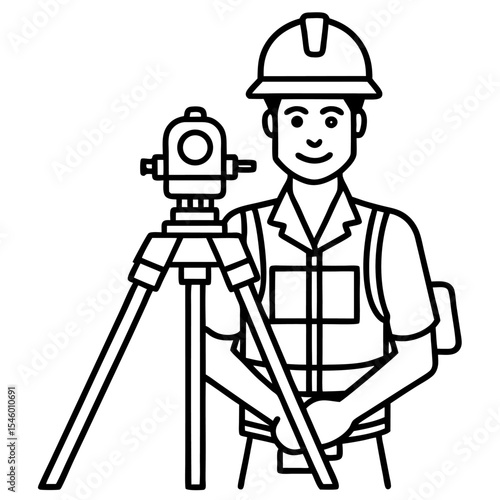 Surveyor icon professional surveyor holding a surveying instrument