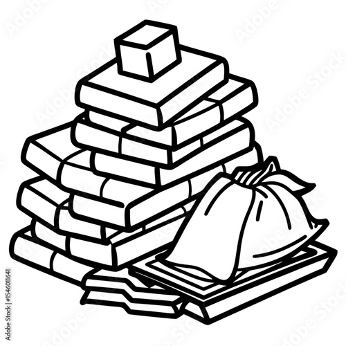 Pile of construction materials bricks stones and concrete blocks