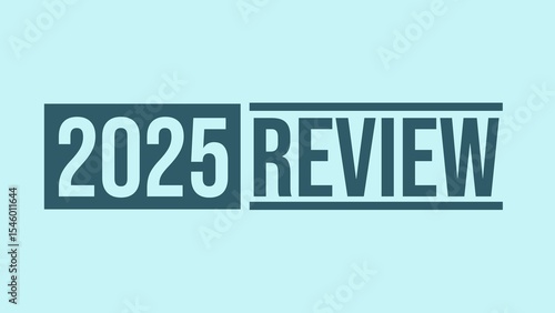 2025 year review isolated on blue background. Banner, poster design. 