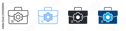 Portfolio Management Icon Set Multiple Style. Design In Outline, Blue, Glyph, Dual Tone