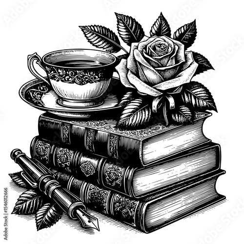 cup of coffee and books