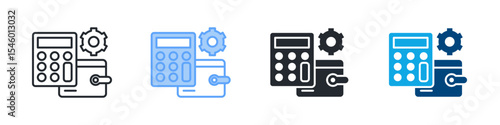 Budget Management Icon Set Multiple Style. Design In Outline, Blue, Glyph, Dual Tone