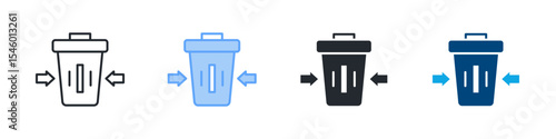 Waste Icon Set Multiple Style. Design In Outline, Blue, Glyph, Dual Tone