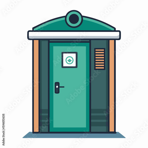 Portable toilet cabin detailed vector illustration of a restroom facility