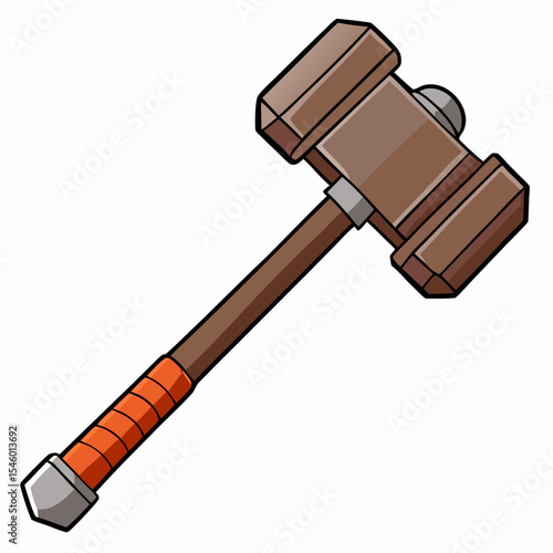 Large sledgehammer with long handle detailed vector illustration