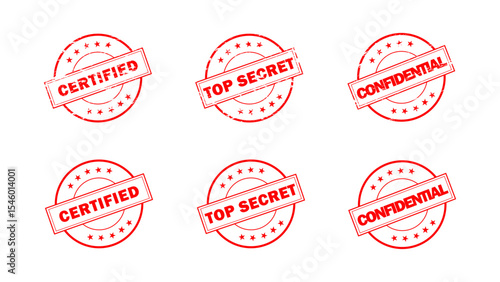 Confidential, Top Secret, Certified round stamp icon grunge distressed style. Red Confidential, Top Secret, Certified seal isolated on white background. Vector illustration.
