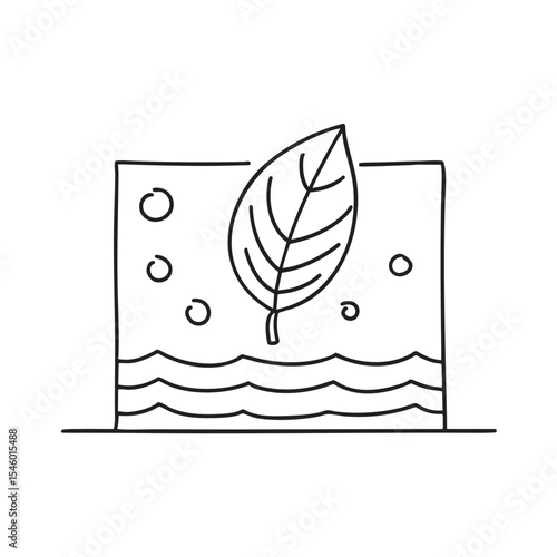 A leaf sticking to the pool wall beneath the water