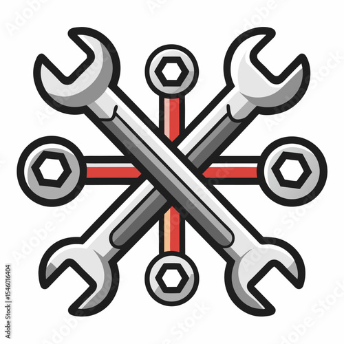 Open end wrench set icon detailed vector illustration of mechanic tools