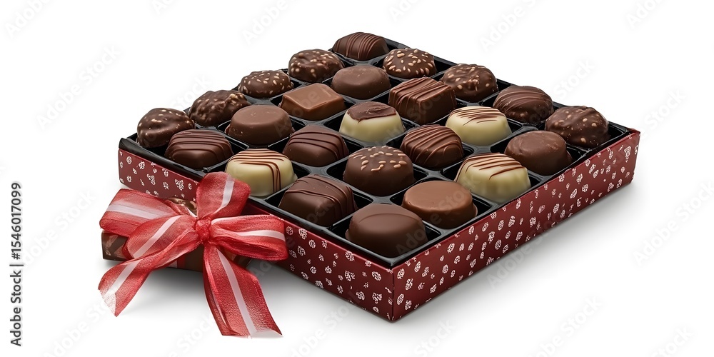 Fototapeta premium Chocolate gift box, ribbon.