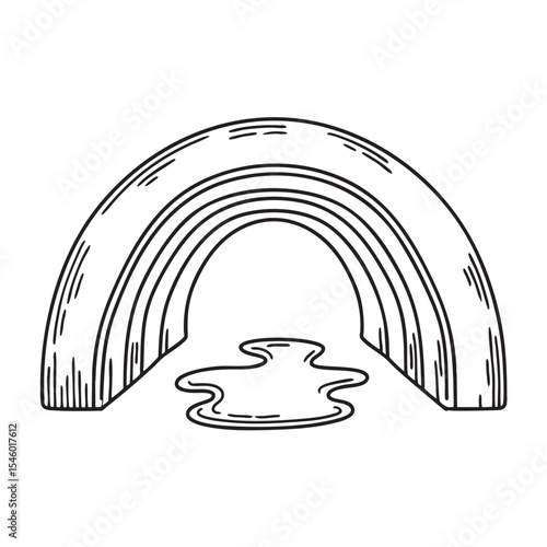 A concrete underpass with a puddle forming in the middle