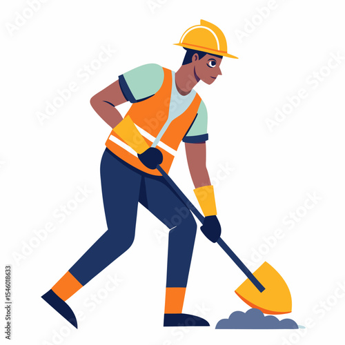Construction worker in safety gear a detailed vector illustration