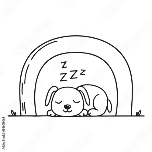 A sleeping dog positioned quietly near the underpass corner