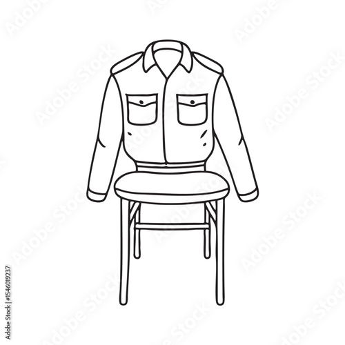 A military jacket laid over the back of a chair