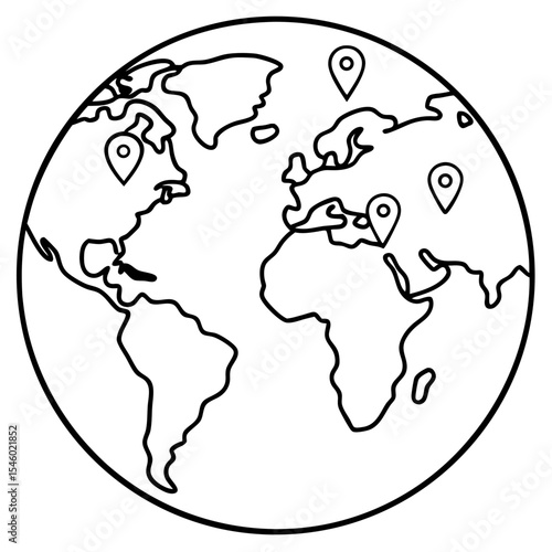 Simple outline world map showing global locations