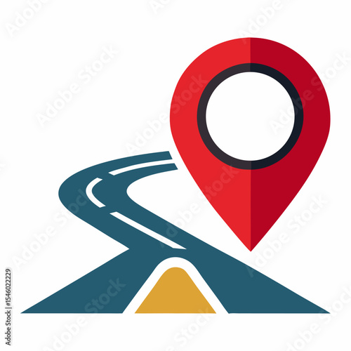 Road sign with location pin gps navigation icon
