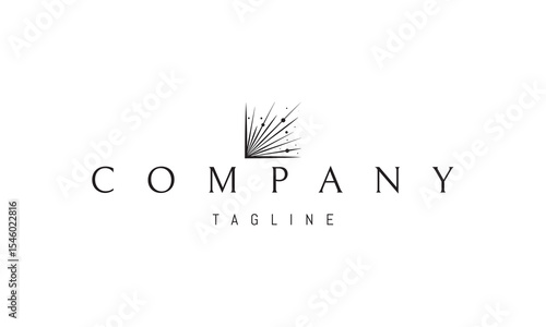 Vector logo with an abstract image of an explosion of light with particles.