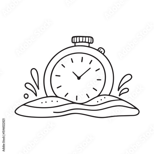 A watch lying face down in underwater sand
