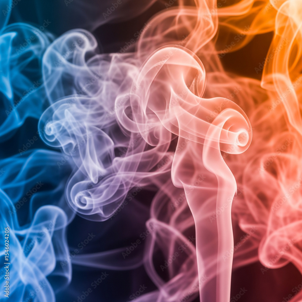 Dynamic Colorful Smoke Plumes in Blue, Red, and Orange Dynamic Colorful Smoke Plumes in Blue, Red, and Orange