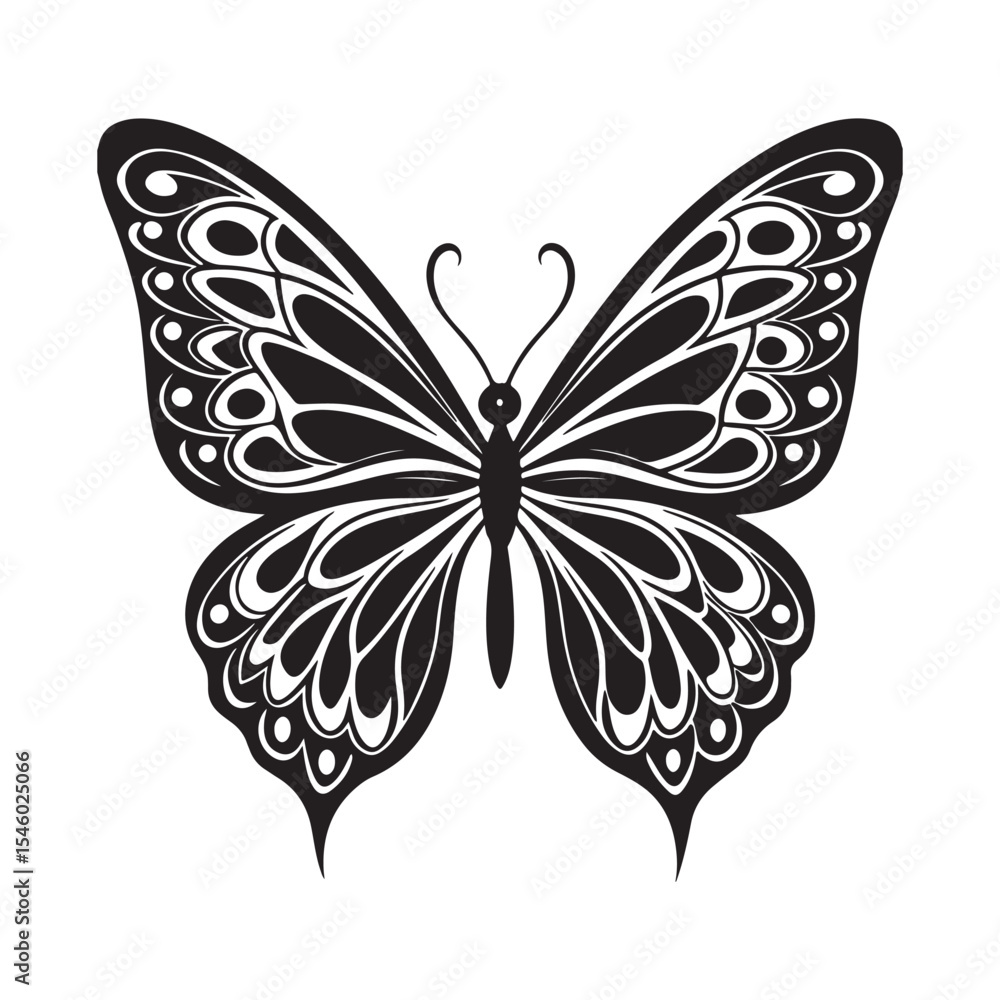 Black and White Ornate Butterfly Monochrome Graphic Design Black and White Ornate Butterfly Monochrome Graphic Design