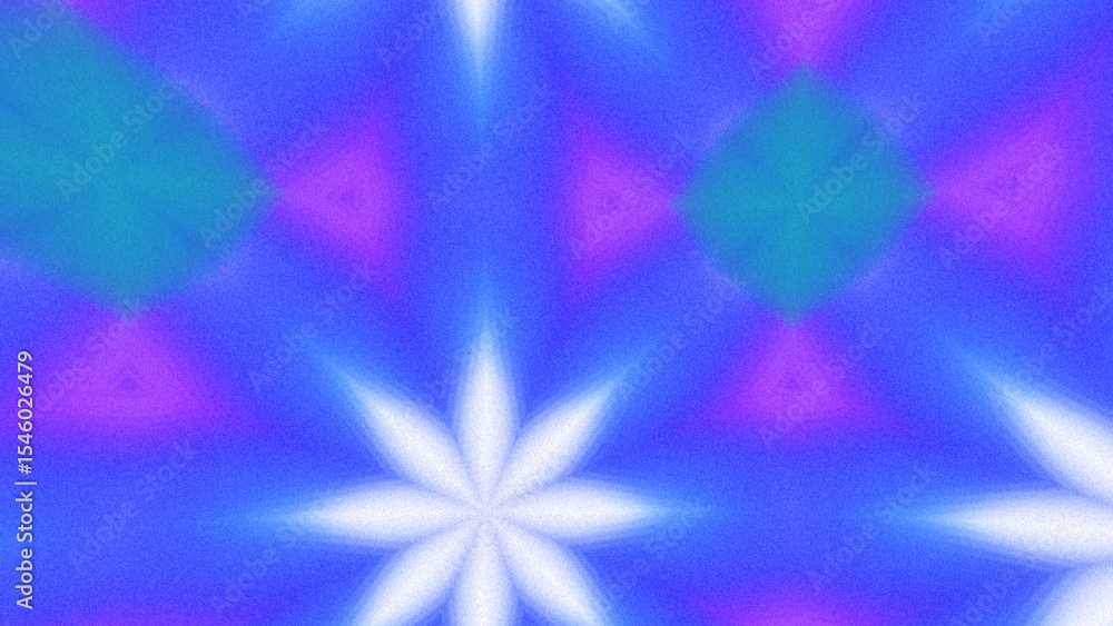 Obraz premium Abstract Radiant Burst with Soft Grain Texture, Symmetrical Glow Pattern in Psychedelic Style, Radiating Circular Abstract with Subtle Noise, Kaleidoscopic Starburst with Gradient Flow