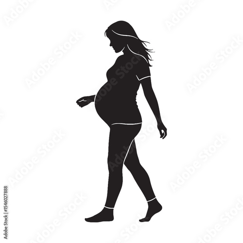 Blooming pregnant lady blossoming with the growth within - pregnant lady silhouette - pregnant lady Vector - Silhouette of pregnant lady
