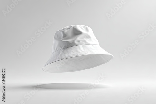 Wallpaper Mural A pristine white bucket hat floats slightly above a minimalist white background, subtly casting a shadow Torontodigital.ca