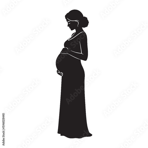 Glowing pregnant lady with a radiant and joyful presence - pregnant lady silhouette - pregnant lady Vector - Silhouette of pregnant lady
