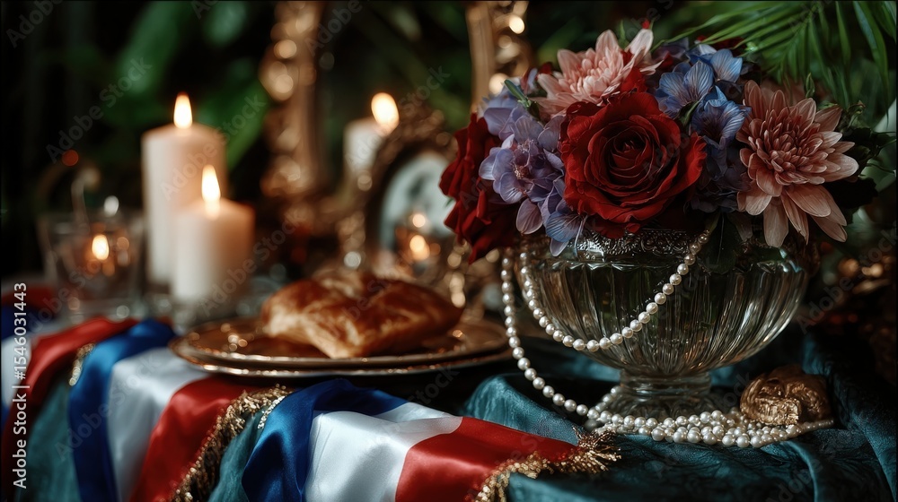 Naklejka premium Shop window with Bastille Day decorations